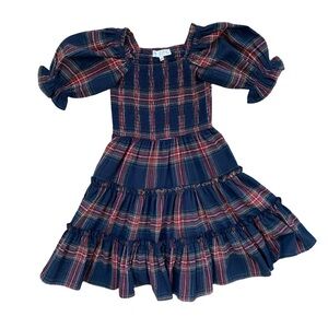 Ivy City Co - Plaid Puff Sleeve Kids Dress - Size 6-7